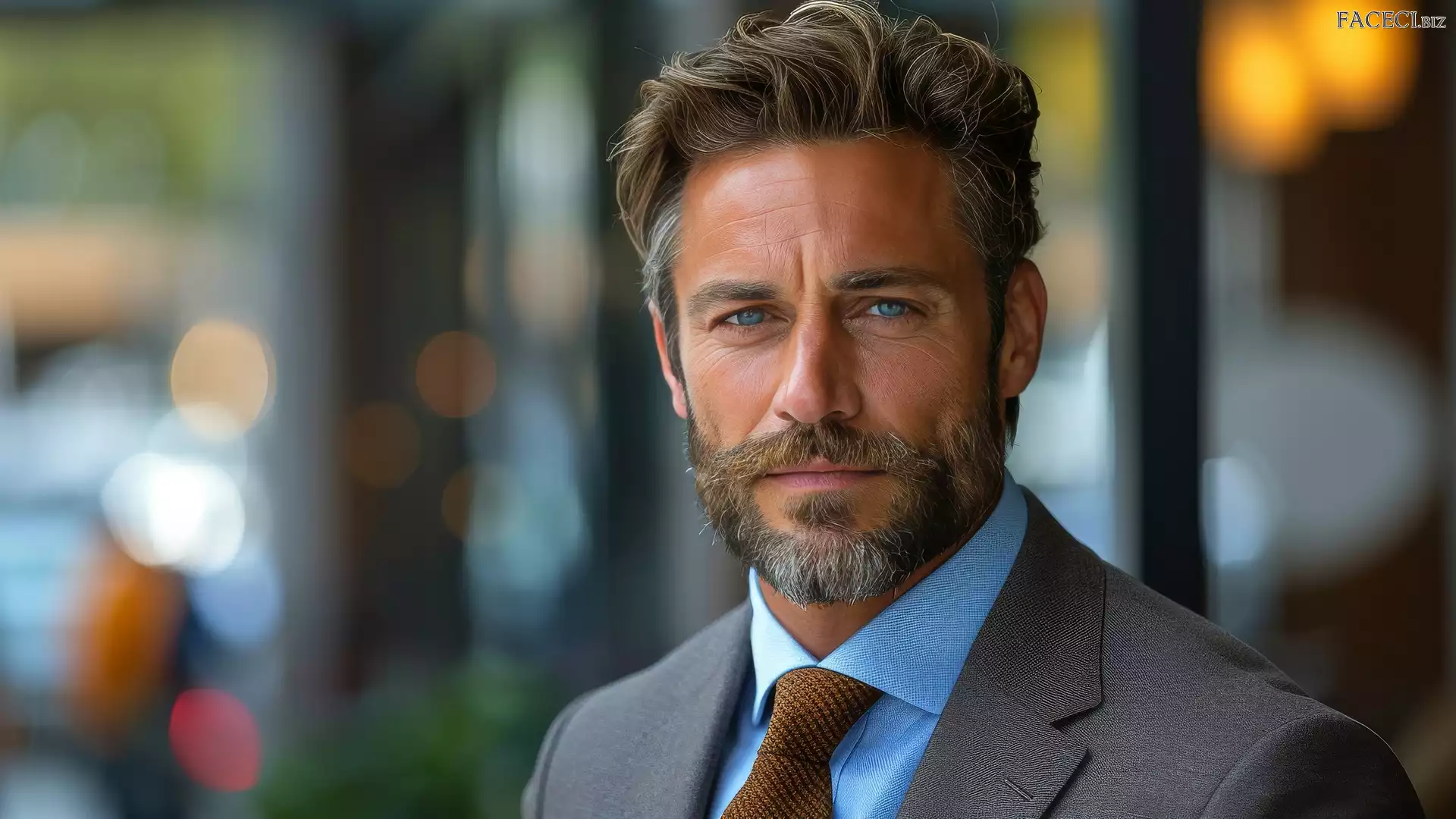 Krawat, Zarost, Marynarka, Niebieskooki, Mężczyzna